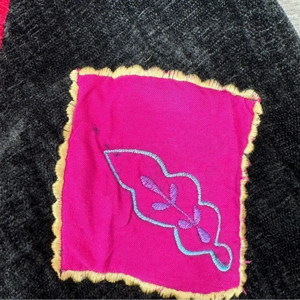 Vintage Pushpa‎ Jacket Women Medium Velour Patchwork Tapestry Embroidered 90s